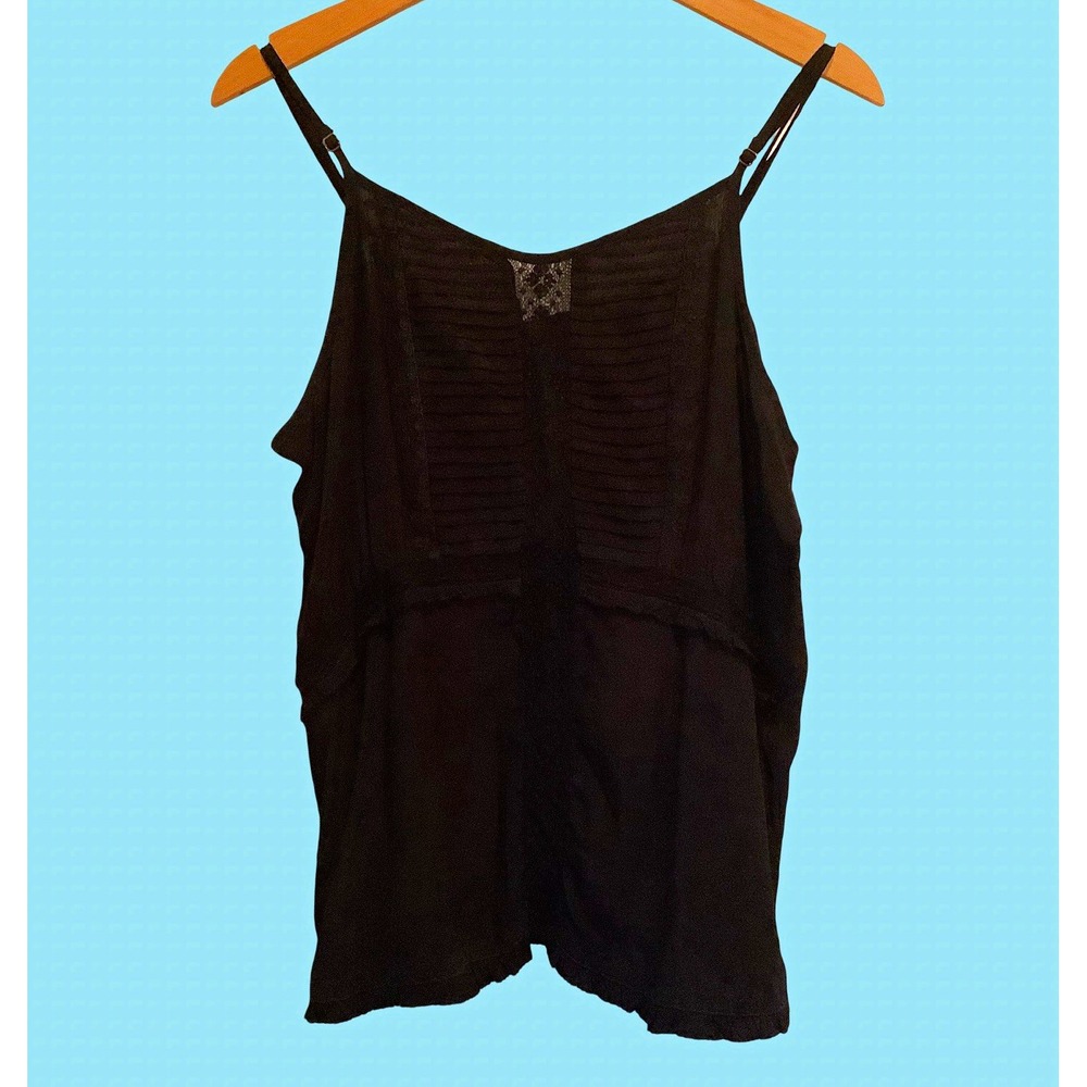 Sundance Black Lace Trim Camisole Tank Spaghetti Straps Romantic Date M Top